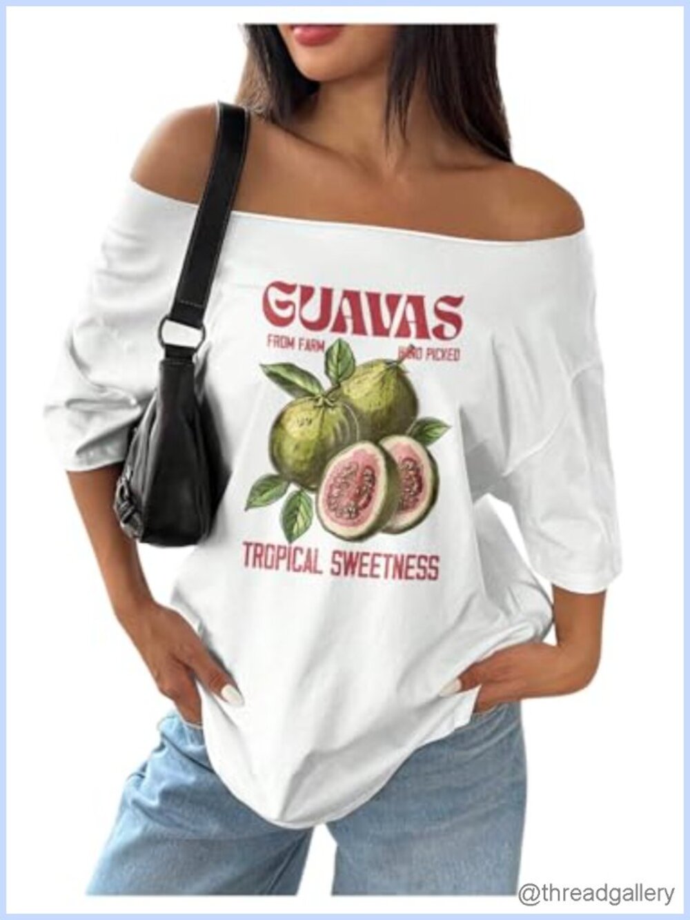 Off Shoulder Graphic Tee Asymmetrical Neck Oversized Y2K Summer Top